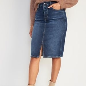 NWT Old Navy Denim Midi Button Front Skirt